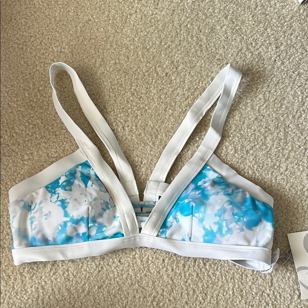 Blue and White Bikini top